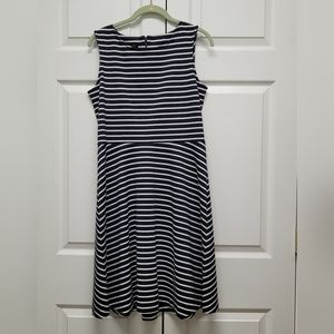 Talbots Dark Navy & White Striped Skater Dress